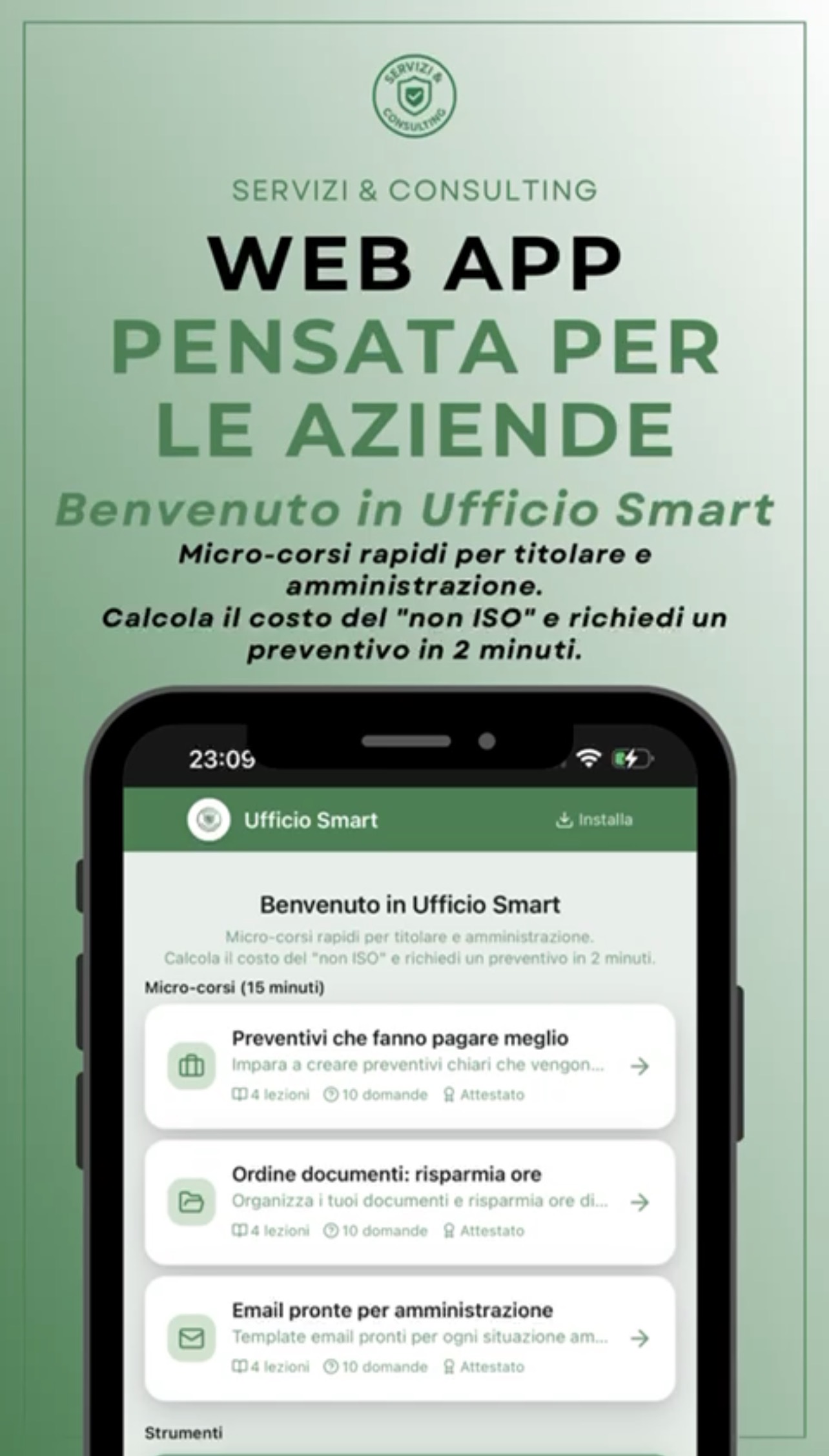 Esempio di attestato PDF generato da Ufficio Smart