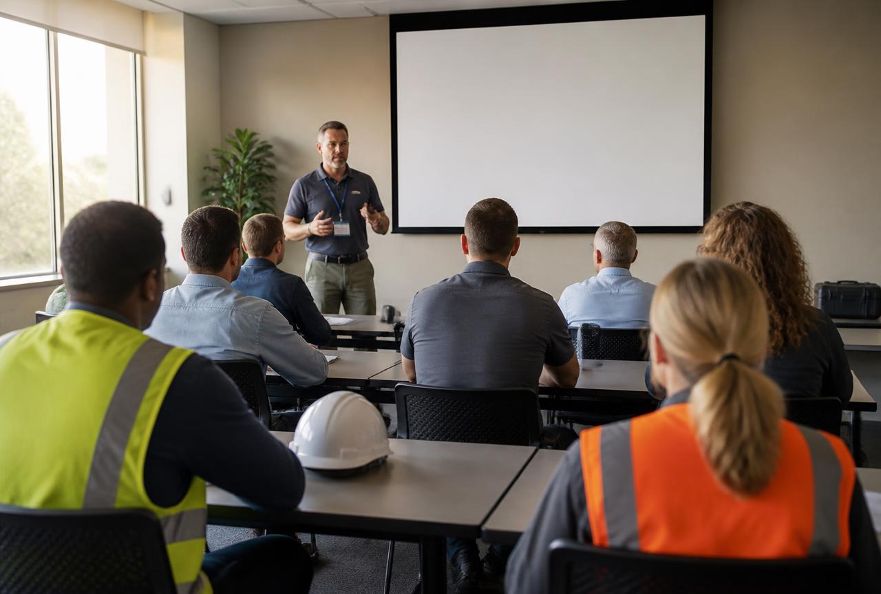 Lavoratori durante un corso di formazione sulla sicurezza